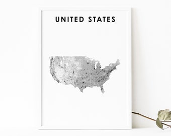 United States Mainland Map Print, Country Road Map Art Poster, USA Roads North America Map Art Nursery Room Wall Office Decor, Printable Map