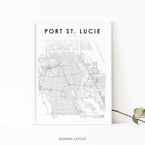 Port St. Lucie FL kaart afdrukken, Florida USA kaart kunst poster, St Lucie, stad straat routekaart afdrukken, kinderkamer muur kantoor decor, afdrukbare kaart