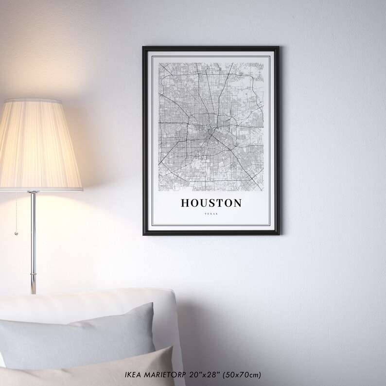 Houston TX Map Print, Texas USA Map Art Poster, City Street Road Map ...