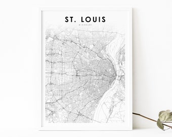 St. Louis Area MO Map Print, Missouri USA Map Art Poster, St Louis, City Street Road Map Print, Nursery Room Wall Office Decor, Printable