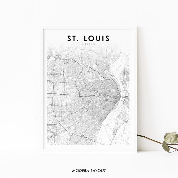 St. Louis Area MO Map Print, Missouri USA Map Art Poster, St Louis, City Street Road Map Print, Nursery Room Wall Office Decor, Printable