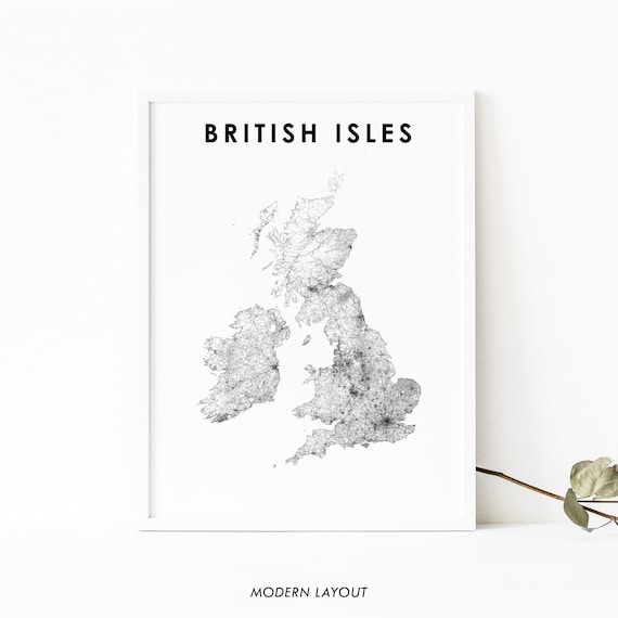 British Isles Map Print Road Map Art Poster UK United | Etsy