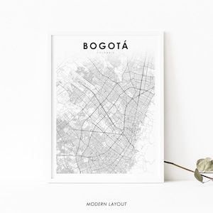 Impressão de mapa de Bogotá Colômbia, pôster de arte de mapa de Bogotá, impressão de mapa de estrada de rua da cidade, decoração de parede de quarto de berçário, mapa imprimível