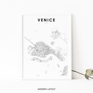 Venice Italy Map Print, Venezia Italia Map Art Poster, Venetian, City Street Road Map Print, Nursery Room Wall Office Decor, Printable Map
