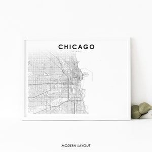 Chicago IL Karte Druck, Chicago IL Karte Kunst Poster, Cook Dupage, Stadt Straße Straßenkarte Druck, Kinderzimmer Wand Büro Dekor, druckbare Karte