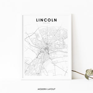 Impresión de mapas de Lincoln Inglaterra, cartel de arte de mapas del Reino Unido, impresión de mapas de carreteras de la calle de la ciudad, decoración de la pared de la oficina de la guardería, mapa imprimible