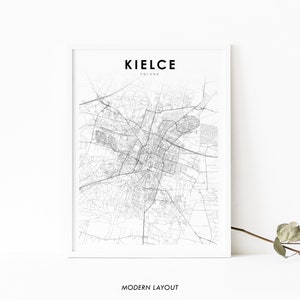 Kielce Poland Map Print, Świętokrzyskie Polska Map Art Poster, City Street Road Map Print, Nursery Room Office Wall Decor, Printable Map