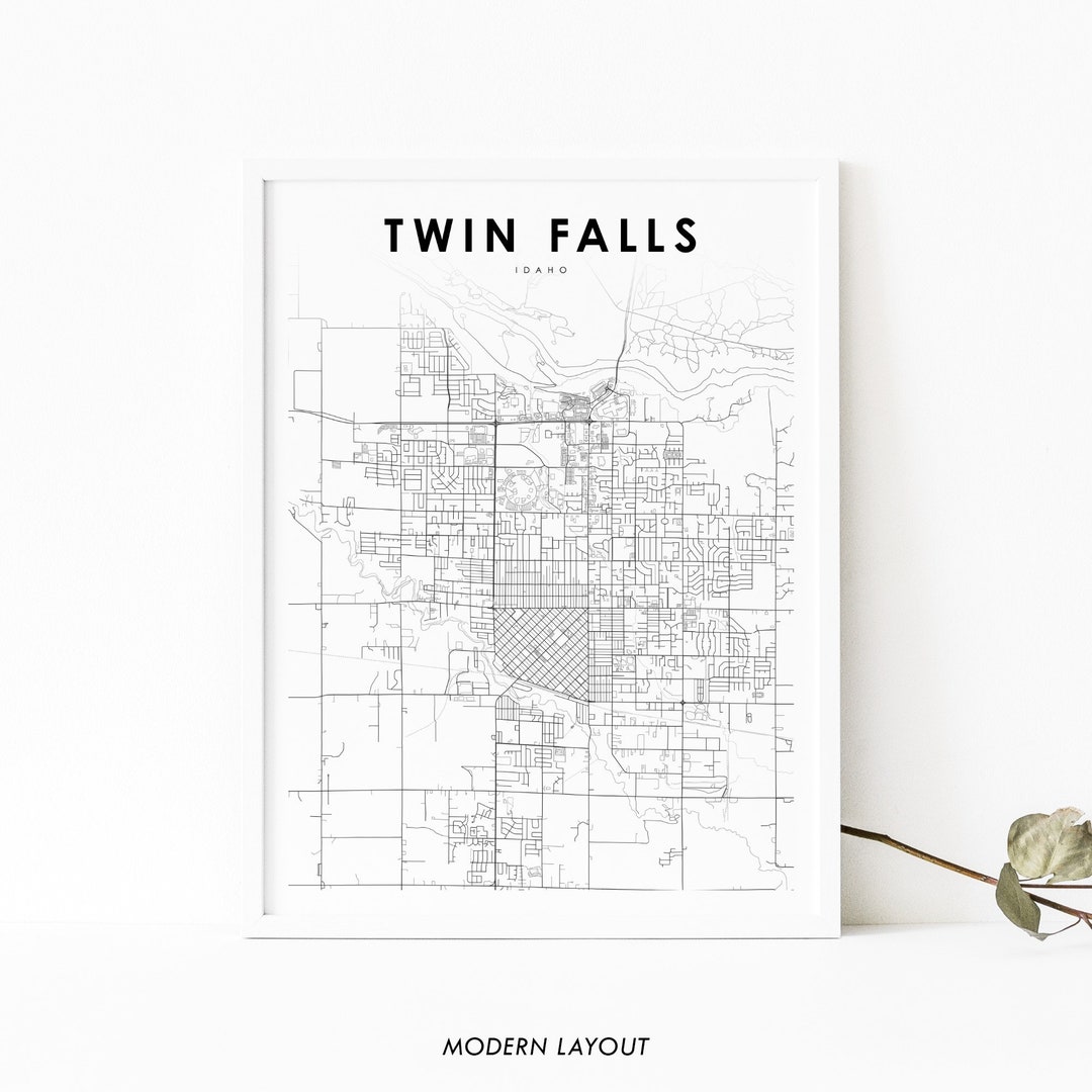Twin Falls ID Map Print, Idaho USA Map Art Poster, Magic Valley, City