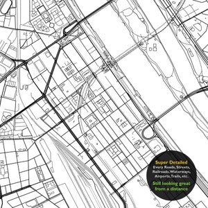 Downtown Wenen Oostenrijk kaart afdrukken, Wien Österreich kaart Art Poster, City Street routekaart afdrukken, kinderkamer muur Office Decor, afdrukbare kaart afbeelding 7