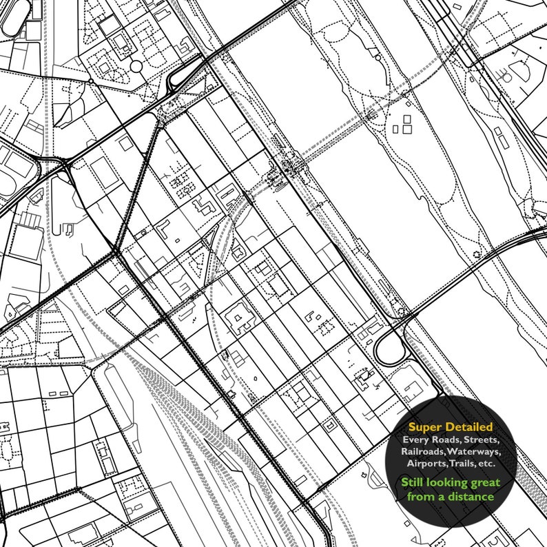 Downtown Wenen Oostenrijk kaart afdrukken, Wien Österreich kaart Art Poster, City Street routekaart afdrukken, kinderkamer muur Office Decor, afdrukbare kaart afbeelding 7