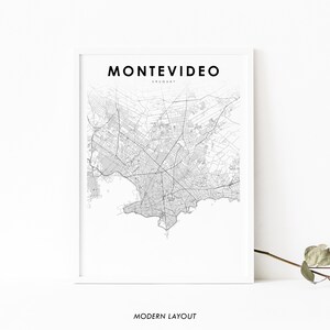Montevideo Uruguay Karte Print, Karte Kunst Poster, Uruguai, Stadt Straße Road Map Print, Kinderzimmer Wand Büro Dekor, druckbare Karte