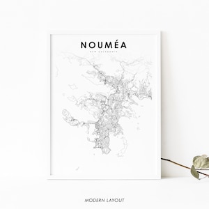 Nouméa Neukaledonien Karte Druck, Nouméa Grande Terre Karte Kunst Poster Stadt Straße Straße Karte Druck, Kinderzimmer Wand Büro Dekor, druckbare Karte