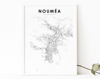 Noumea New Caledonia Map Print, Nouméa Grande Terre Map Art Poster City Street Road Map Print, Nursery Room Wall Office Decor, Printable Map