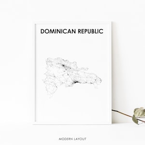 Dominican Republic Map Print, Country Road Map Art Poster, Dominicana Santo Domingo Map Art, Nursery Room Wall Office Decor, Printable Map