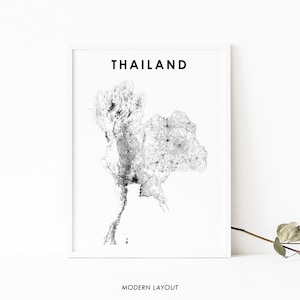 Thailand kaart afdrukken, land routekaart poster, Ratcha-anachak Thai Siam Bangkok kaart kunst, kinderkamer muur kantoor decor, afdrukbare kaart
