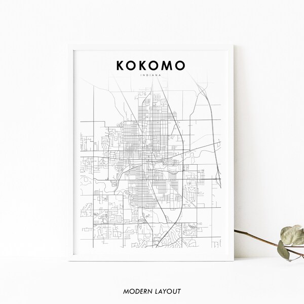 Kokomo City Map Art - Etsy