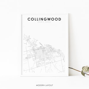 Impressão de mapa de Collingwood Ontário, pôster de arte de mapa do Canadá, Simcoe, impressão de mapa de estradas de rua da cidade, decoração de escritório de parede de quarto de berçário, mapa para impressão