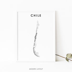 Chili kaart afdrukken, land routekaart Art Poster, Zuid-Amerika Santiago kaart kunst, kinderkamer muur Office Decor, afdrukbare kaart