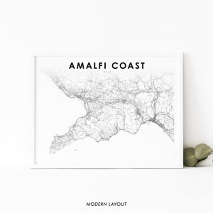 Amalfi Coast Italy Map Print, Amalfitana Italia Map Art Poster, City Street Road Map Print, Nursery Room Wall Office Decor, Printable Map