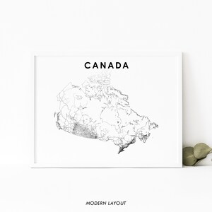 Impression de carte du Canada, affiche de carte de route de pays, Toronto Vancouver Ottawa Montréal, art de carte, décor de bureau de mur de salle de pépinière, carte imprimable