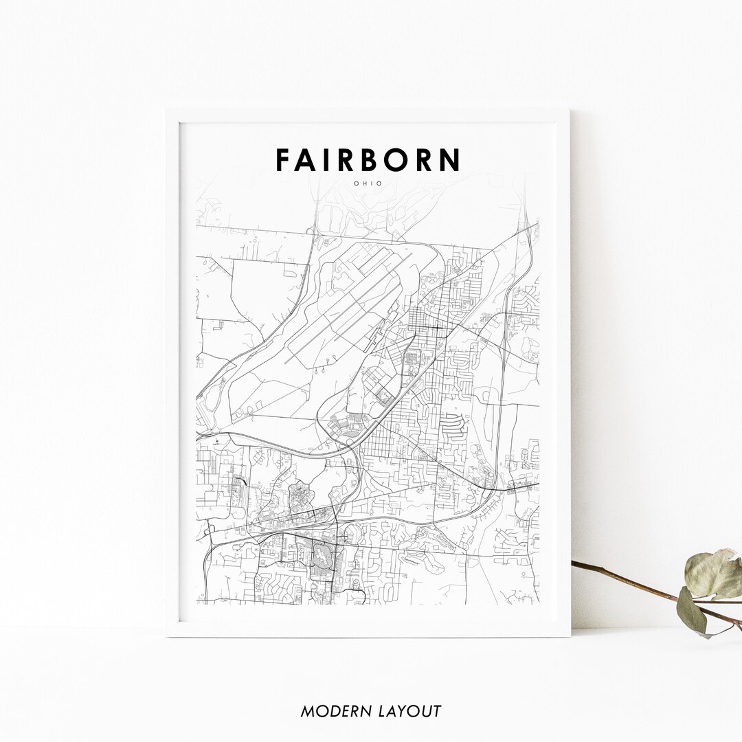 Fairborn OH Map Print, Ohio USA Map Art Poster, Dayton Greene, City ...
