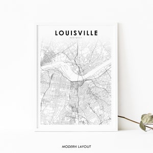 Louisville KY Map Print, Kentucky USA Karte Art Poster, Jefferson, City Street Road Map Print, Kinderzimmer Wand Büro Dekor, druckbare Karte