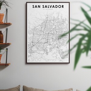 San Salvador El Salvador Map Print, Map Art Poster, City Street Road Map Print, Nursery Room Wall Office Decor, Printable Map image 3