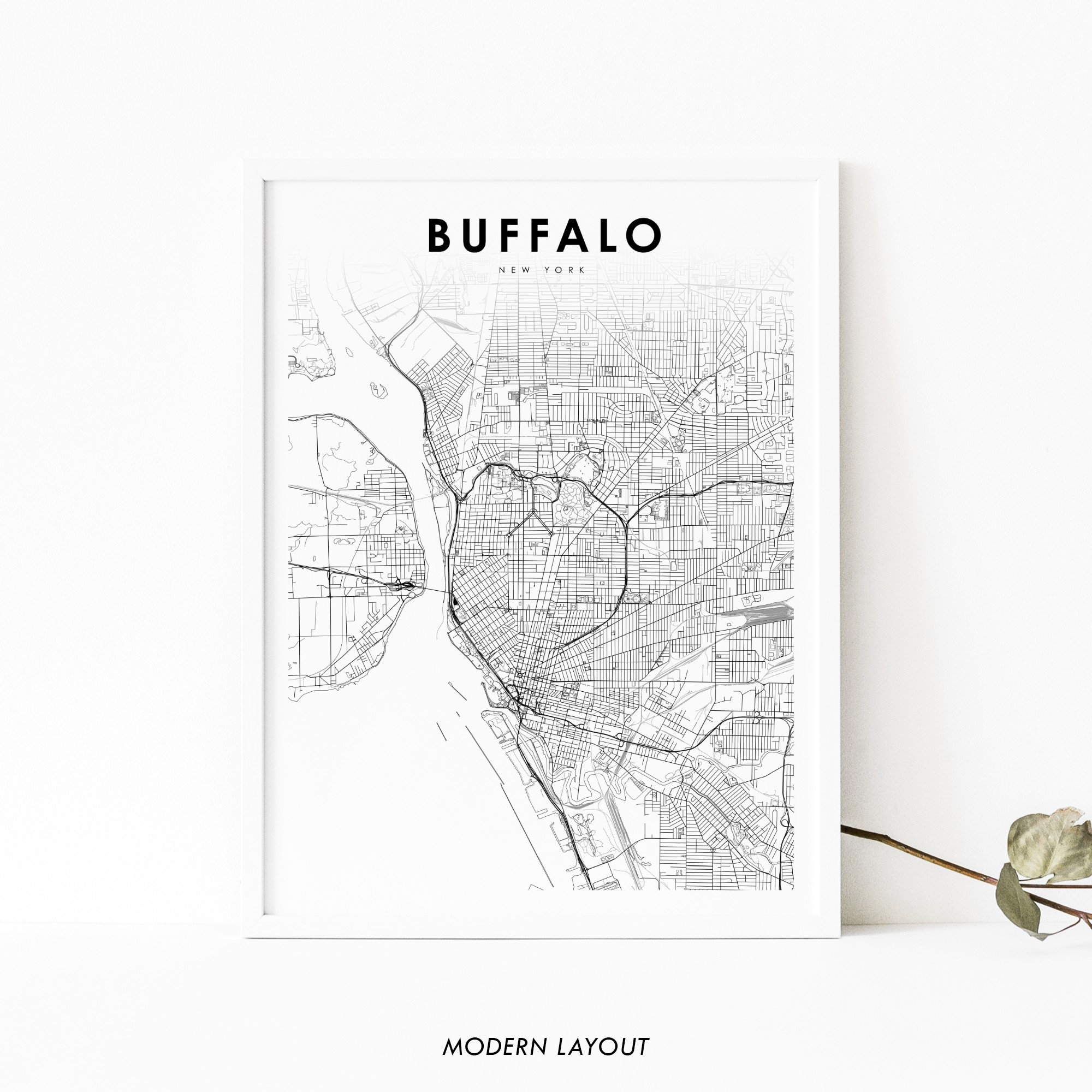 Buffalo NY Map Print York USA Art Poster Etsy