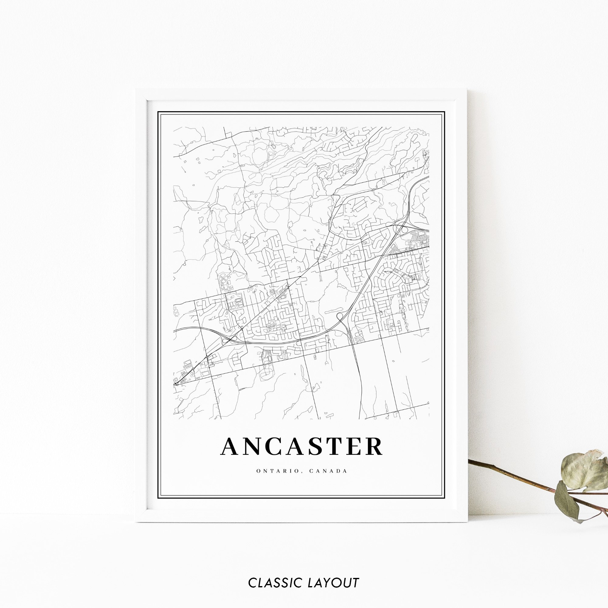 Ancaster Ontario Map Print ON Canada Map Art Poster Etsy