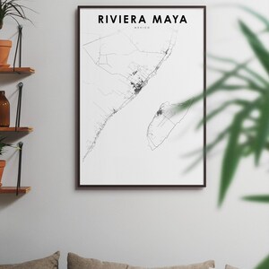 Stampa della mappa Riviera Maya Messico, Poster artistico della mappa, Playa del Carmen, Stampa della mappa stradale della città, Decorazione dell'ufficio della parete della stanza della scuola materna, Mappa stampabile immagine 3