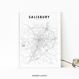 Salisbury MD Map Print, Maryland USA Map Art Poster, Wicomico, City Street Map Print, Nursery Room Office Wall Decor, Minimalist, Printable