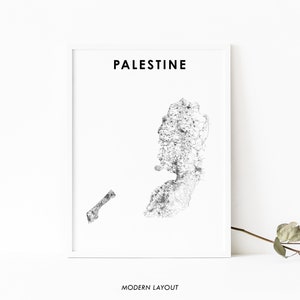 Palestine Map Print, Road Map Poster, دولة فلسطين Jerusalem Ramallah Gaza City Map Art, Nursery Room Wall Office Decor, Printable Map
