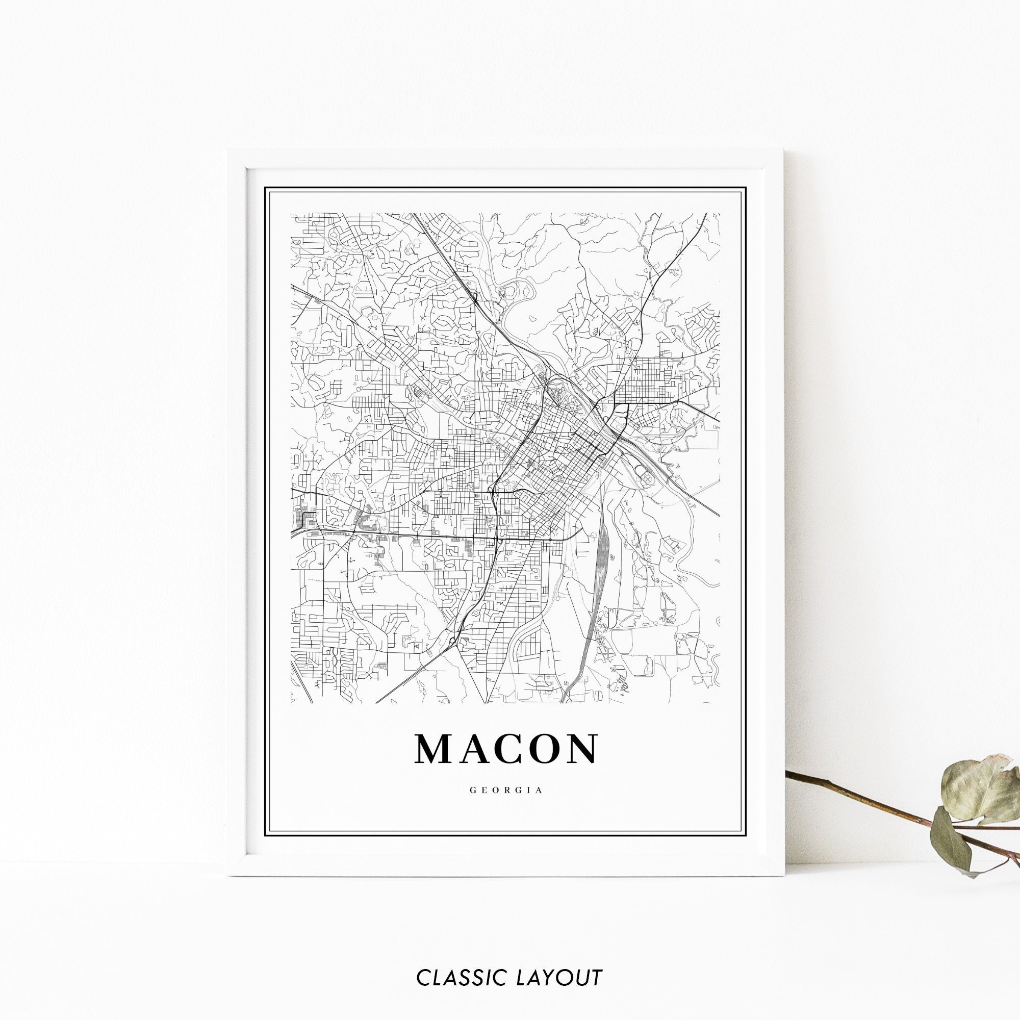 Macon GA Map Print Georgia USA Map Art Poster Maconbibb | Etsy