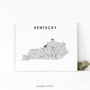 Kentucky Karte Print, State Road Map Print, KY USA USA Karte Kunst Poster, Kinderzimmer Wand Büro Dekor, druckbare Karte