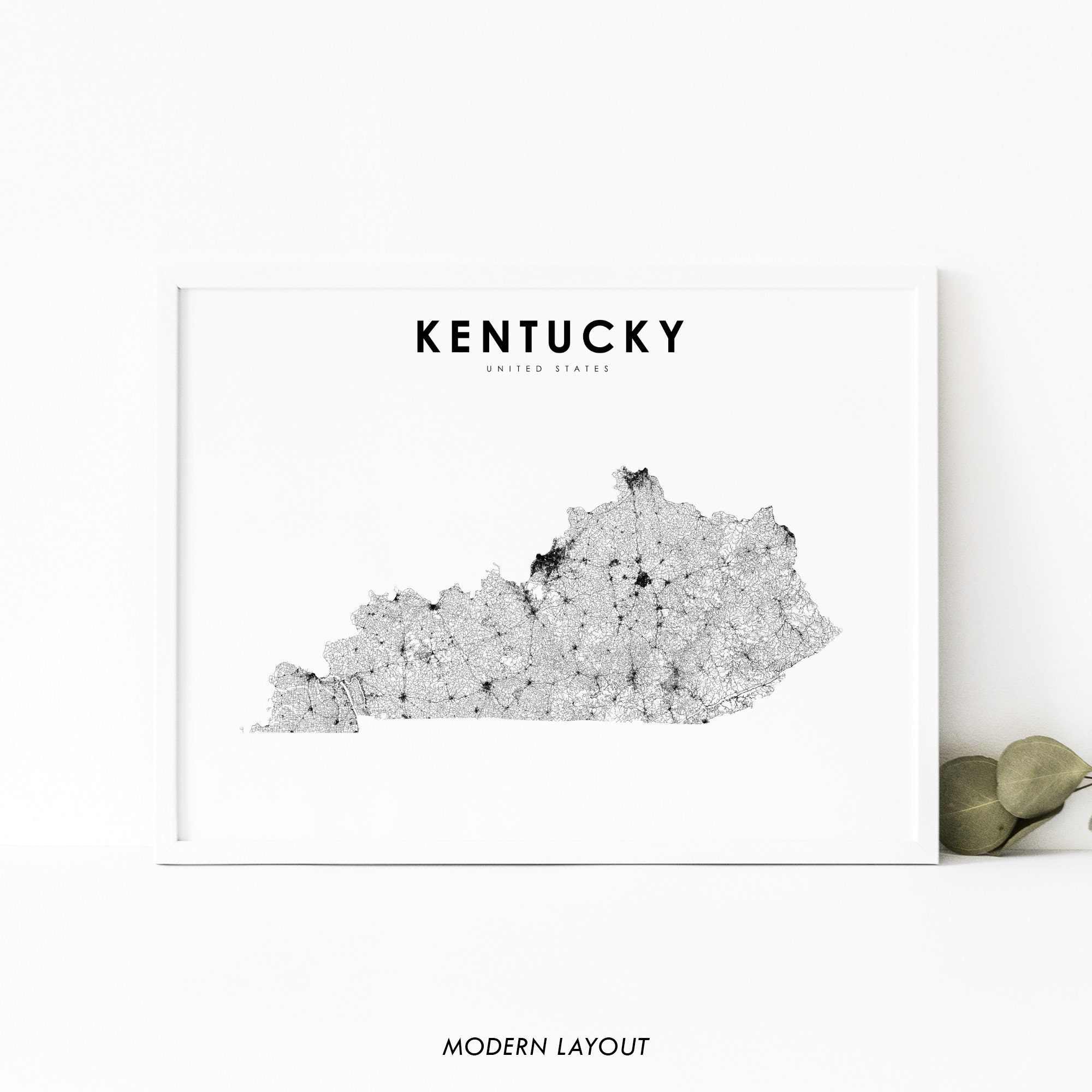 Kentucky Map Print State Road Map Print KY USA United States - Etsy