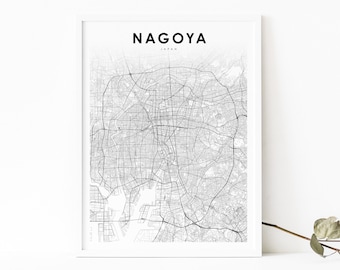 Nagoya Japan Map Print, Map Art Poster, 名古屋市 日本 Chubu City Street Road Map Print, Nursery Room Wall Office Decor, Printable Map