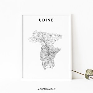 Udine Italien Karte Druck, Udin Italia Straßenkarte Kunst Poster, Friaul Julisch Venetien Karte Kunst, Kinderzimmer Büro Wanddekoration, druckbare Karte