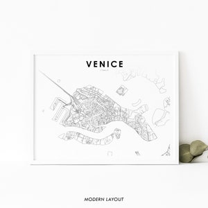 Impressão de mapa de Veneza Itália, pôster de arte de mapa de Veneza Itália, Veneza, impressão de mapa de estradas de ruas da cidade, decoração de parede de quarto de berçário, mapa para impressão