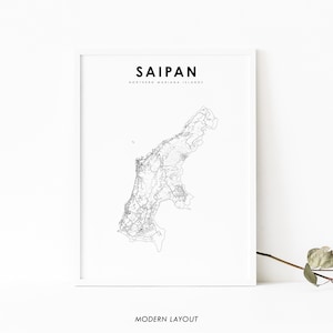 Saipan MP USA Map Print, Northern Mariana Islands, CNMI, State Road Map Poster, Map Art, Nursery Room Office Wall Decor, Printable Map