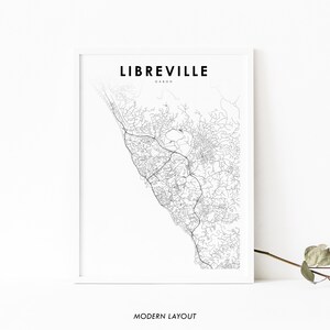Libreville Gabon Map Print, Map Art Poster, Komo River, Africa, City Street Map Print, Nursery Room Wall Office Decor, Printable Map