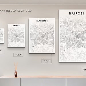 Nairobi Kenya Map Print, Map Art Poster, Nyrobi Africa City Street Road Map Print, Nursery Room Wall Office Decor, Printable Map image 5