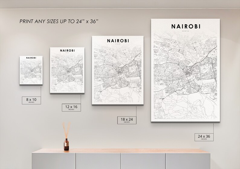 Nairobi Kenya Map Print, Map Art Poster, Nyrobi Africa City Street Road Map Print, Nursery Room Wall Office Decor, Printable Map image 5