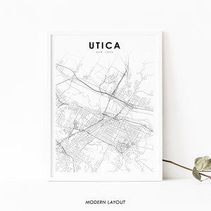 Utica NY kaart afdrukken, New York kaart Art Poster, Mohawk, USA kaart kunst, City Street routekaart afdrukken, kinderkamer muur Office Decor, afdrukbare kaart