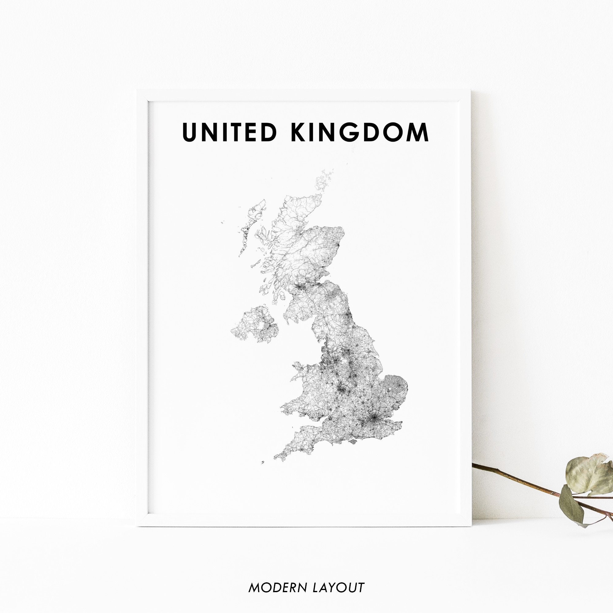 United Kingdom Map Print Road Map Art Poster UK Great | Etsy