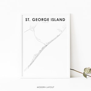 St. George Island FL Karte Print, Florida USA Karte Art Poster, Franklin, City Street Road Map Print, Kinderzimmer Büro Wand Dekor, printable