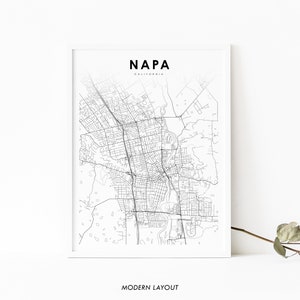 Napa CA kaart afdrukken, Californië kaart Art Poster, Napa County, Napa Valley, stad routekaart afdrukken, kinderkamer muur Office Decor, afdrukbare kaart