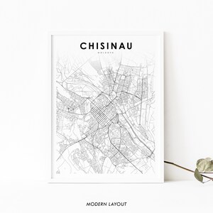 Impressão de mapa de Chisinau Moldávia, pôster de arte de mapa, impressão de mapa de ruas da cidade de Chișinău Kishinev, decoração de parede de quarto de berçário, mapa para impressão