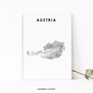 Oostenrijk kaart afdrukken, land routekaart poster, Republik Österreich kaart kunst, kinderkamer muur kantoor decor, afdrukbare kaart