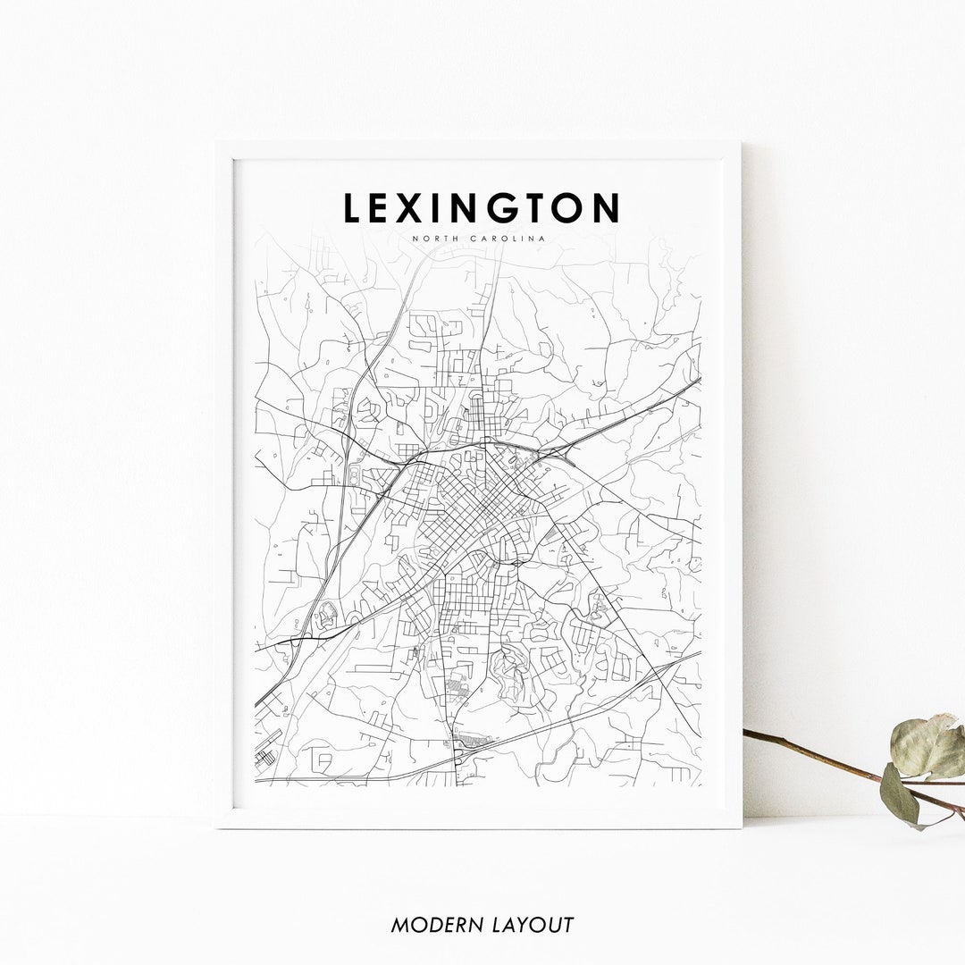 Lexington NC Map Print, North Carolina USA Map Art Poster, City Street