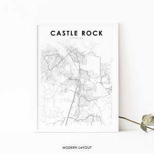 Castle Rock CO Map Print, Colorado USA Map Art Poster, Douglas, City Street Road Map Print, Nursery Room Wall Office Decor, Carte imprimable